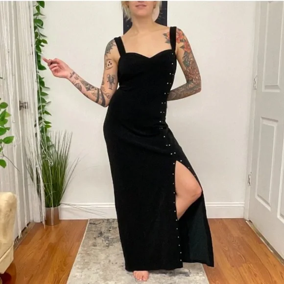 Onyx Nite Dresses Onyx Nite Dress Jet Black Wfaux Diamonds